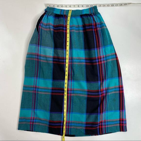 Stephanie Edwards Vintage Wool Plaid Pleated Midi Skirt - Picture 9 of 14